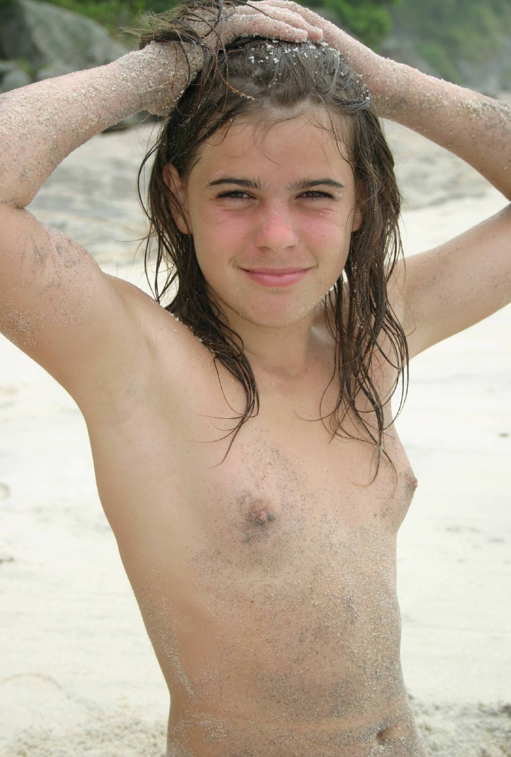 Pure Nudism Brazilian Playing With Sand - 3