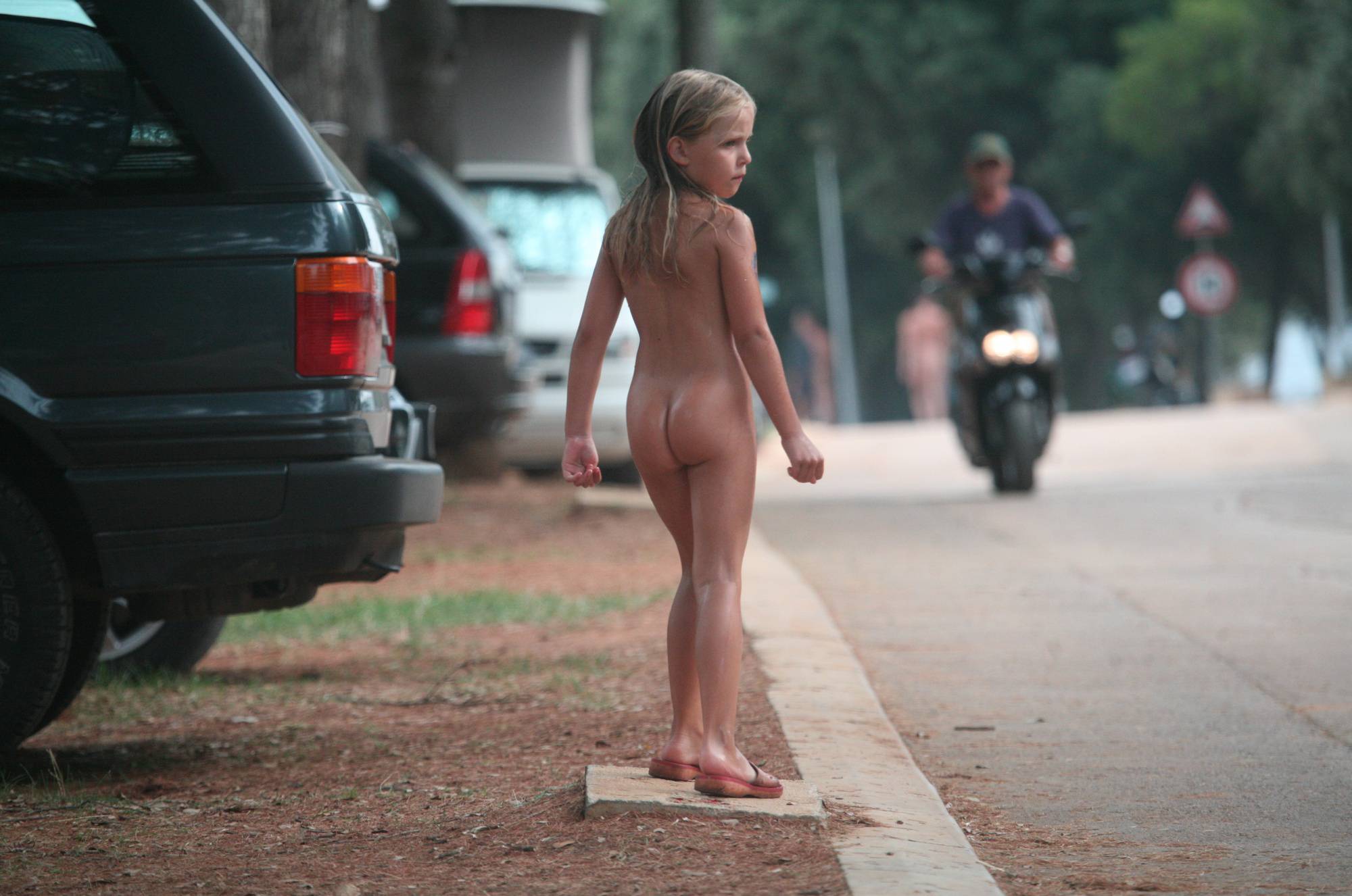 Purenudism Naturist Child on Sidewalk - 2