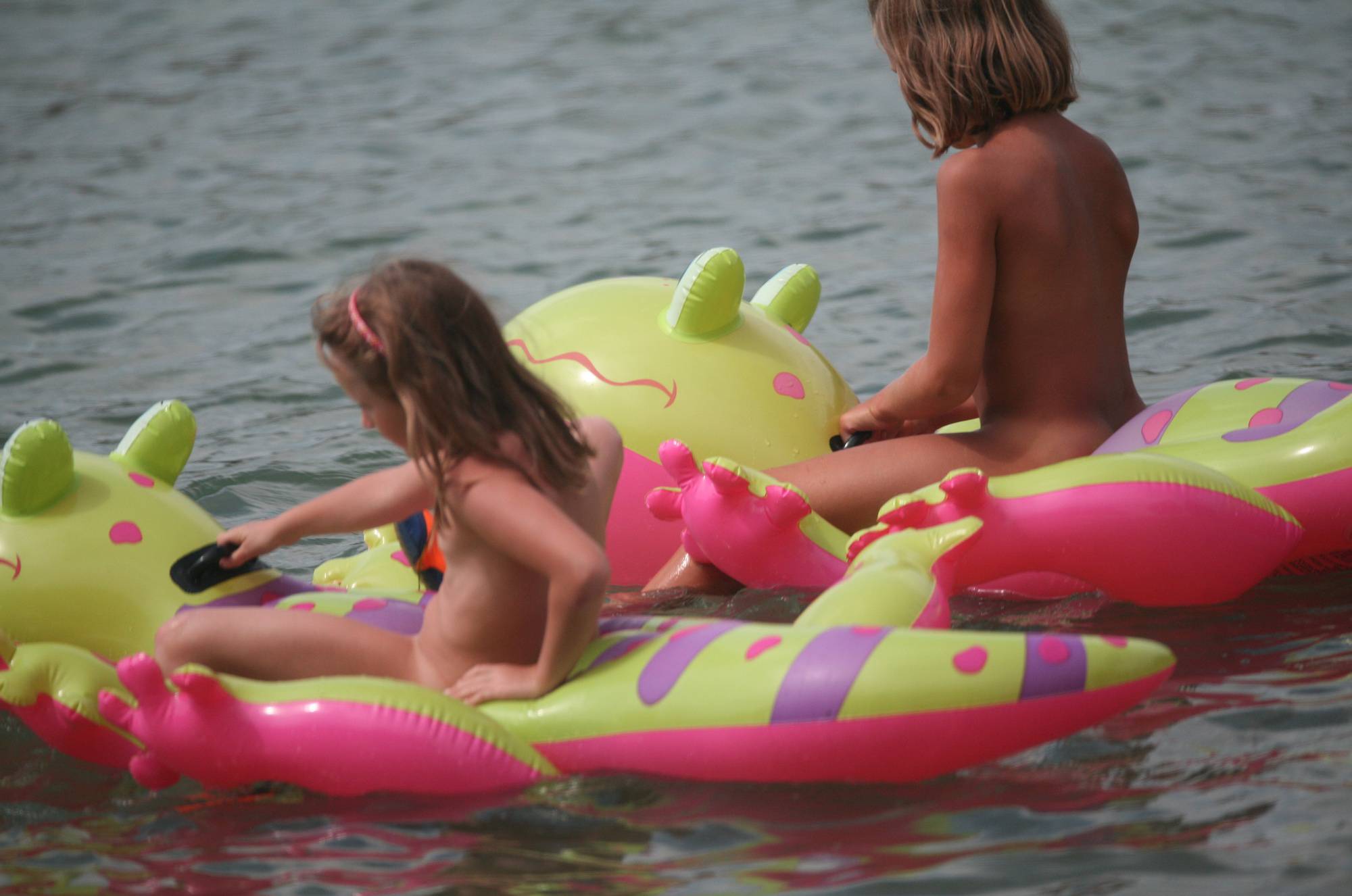 Nudist Kids On Floatables - 3